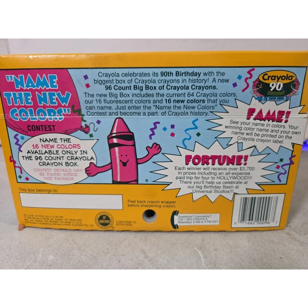 Vintage 1992 Crayola Big Box of 96 Crayons Includes Sharpener W/ Dandelion